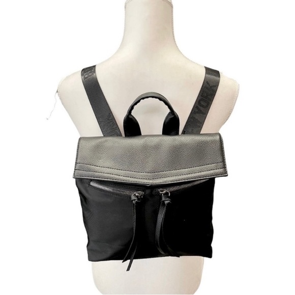 Botkier Black Nylon Adjustable Logo Straps Mini Backpack With Front Zipper - Picture 4 of 15